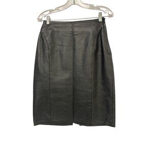 Vintage Cedars Womens Straight Leather Skirt Black Sz 6 Lined side zip
